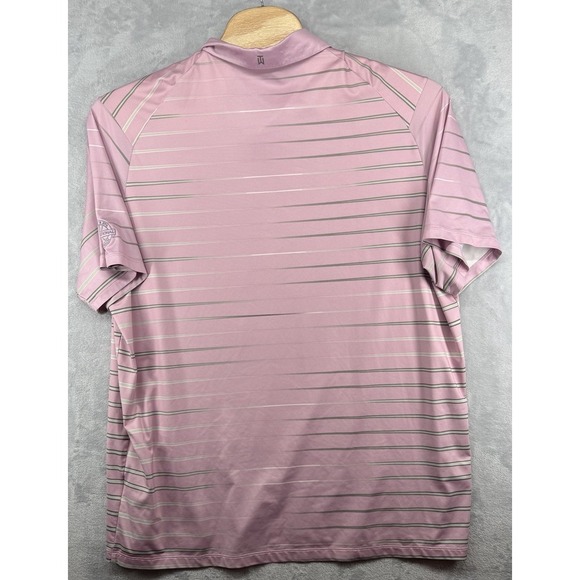 Tiger Woods Collection Nike Polo Shirt Pink Striped Golf Men's 2XL Palm Beach‎ - Picture 2 of 6